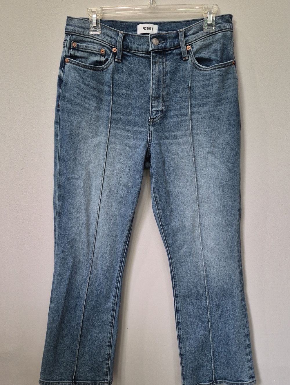 Anthroplogie pistola Lennon Jeans 30 Crop Flare Stretch Boho Hippie Retro Denim